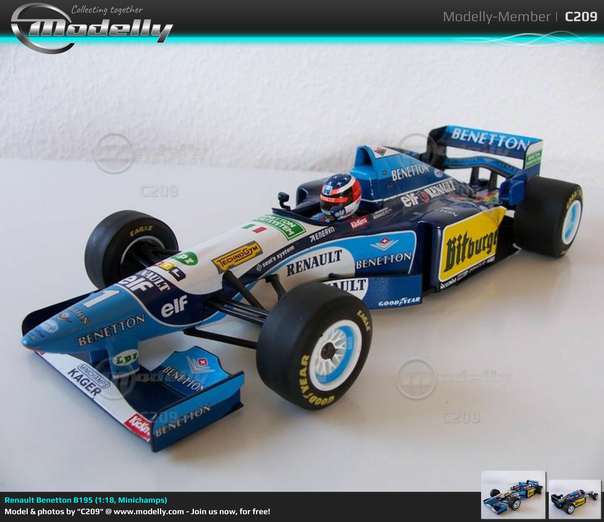 Renault Benetton B195, Minichamps 1:18 modelcar in racing 